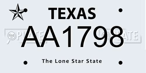 AA1798 Texas License Plate