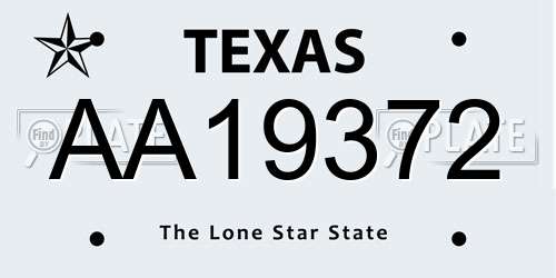 AA19372 Texas License Plate