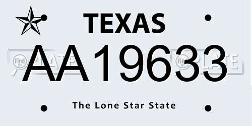 AA19633 Texas License Plate