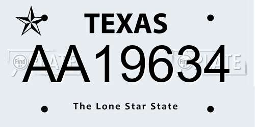 AA19634 Texas License Plate