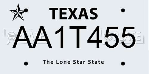 AA1T455 Texas License Plate