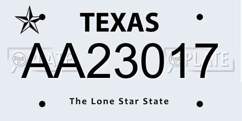 AA23017 Texas License Plate