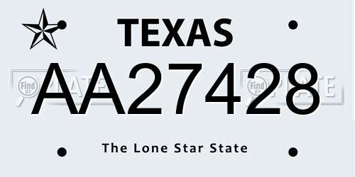 AA27428 Texas License Plate