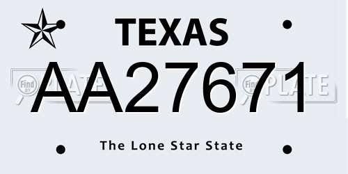 AA27671 Texas License Plate
