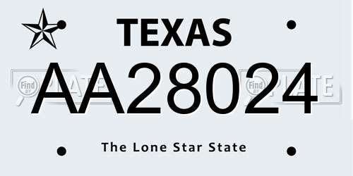 AA28024 Texas License Plate