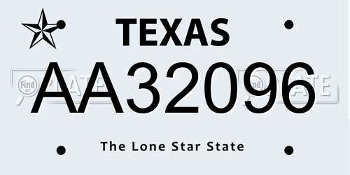 AA32096 Texas License Plate