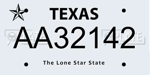AA32142 Texas License Plate