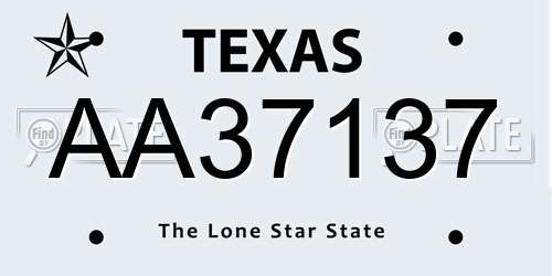 AA37137 Texas License Plate