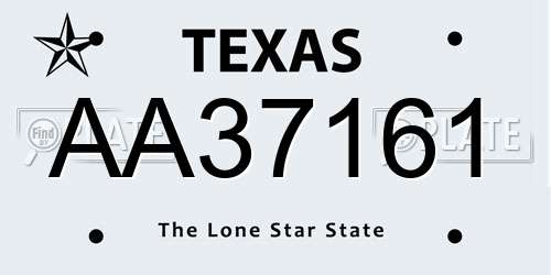 AA37161 Texas License Plate