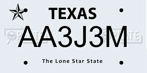 AA3J3M Texas License Plate
