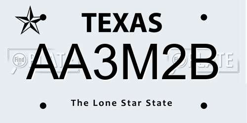 AA3M2B Texas License Plate
