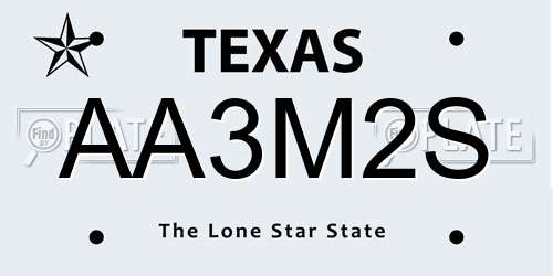 AA3M2S Texas License Plate
