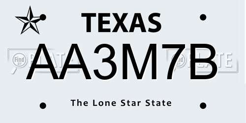 AA3M7B Texas License Plate