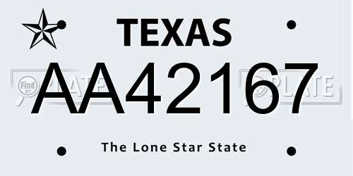 AA42167 Texas License Plate