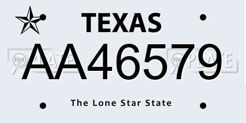 AA46579 Texas License Plate
