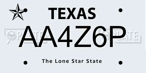 AA4Z6P Texas License Plate