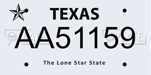 AA51159 Texas License Plate