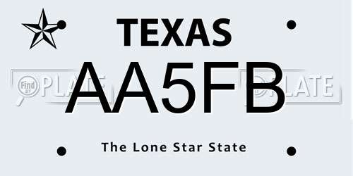 AA5FB Texas License Plate