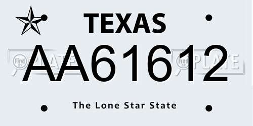 AA61612 Texas License Plate