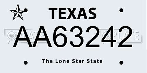 AA63242 Texas License Plate