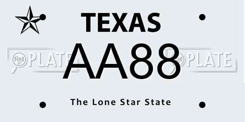 AA88 Texas License Plate
