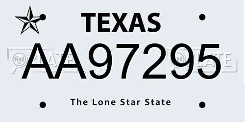 AA97295 Texas License Plate