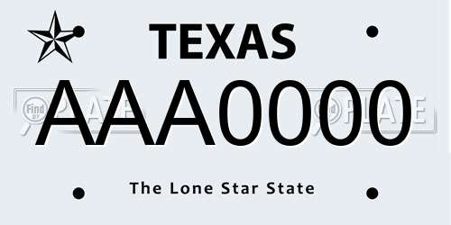 AAA0000 Texas License Plate