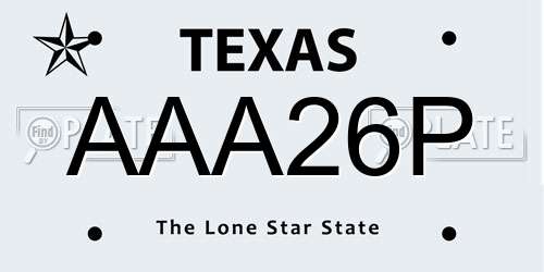 AAA26P Texas License Plate