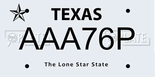 AAA76P Texas License Plate