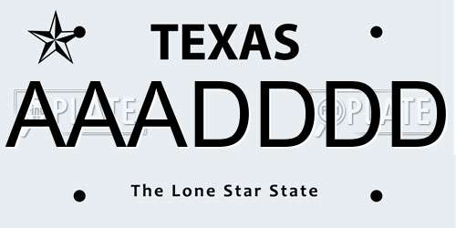 AAADDDD Texas License Plate