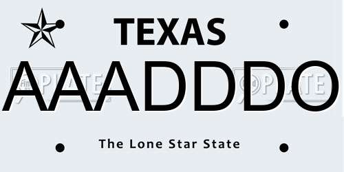 AAADDDO Texas License Plate