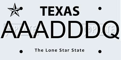 AAADDDQ Texas License Plate