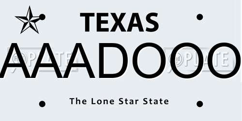 AAADOOO Texas License Plate