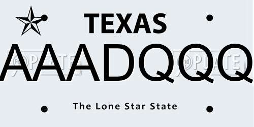 AAADQQQ Texas License Plate