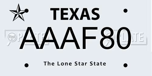 AAAF80 Texas License Plate