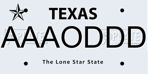 AAAODDD Texas License Plate