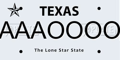 AAAOOOO Texas License Plate