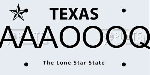 AAAOOOQ Texas License Plate