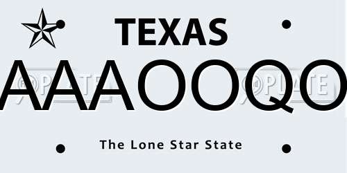AAAOOQO Texas License Plate