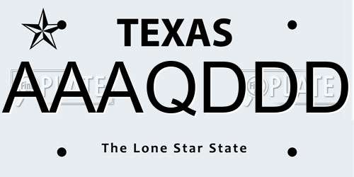 AAAQDDD Texas License Plate