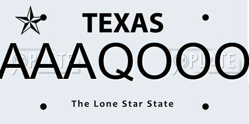 AAAQOOO Texas License Plate