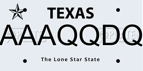 AAAQQDQ Texas License Plate