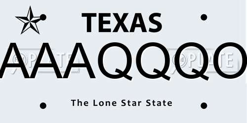 AAAQQQO Texas License Plate