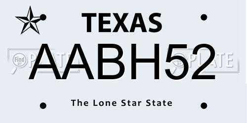 AABH52 Texas License Plate