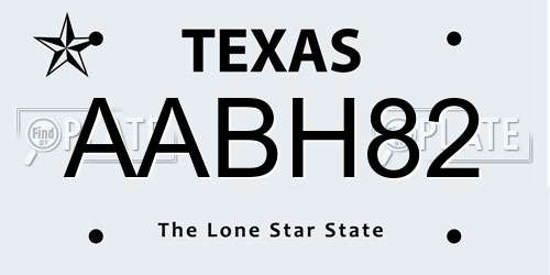 AABH82 Texas License Plate