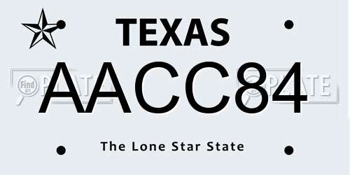 AACC84 Texas License Plate