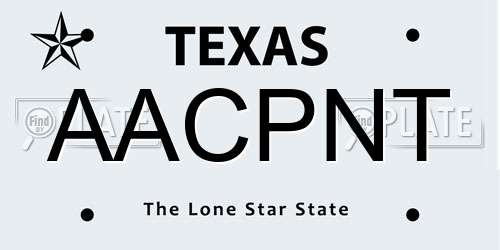 AACPNT Texas License Plate