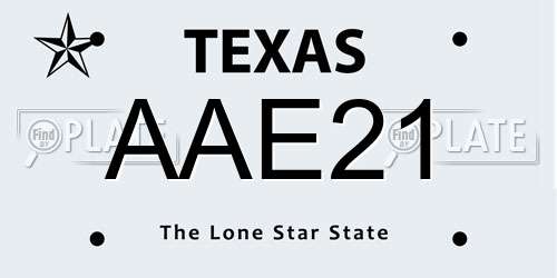 AAE21 Texas License Plate