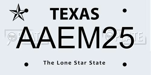 AAEM25 Texas License Plate