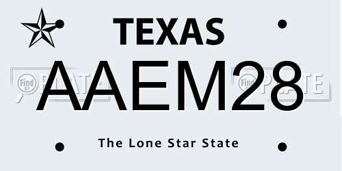 AAEM28 Texas License Plate